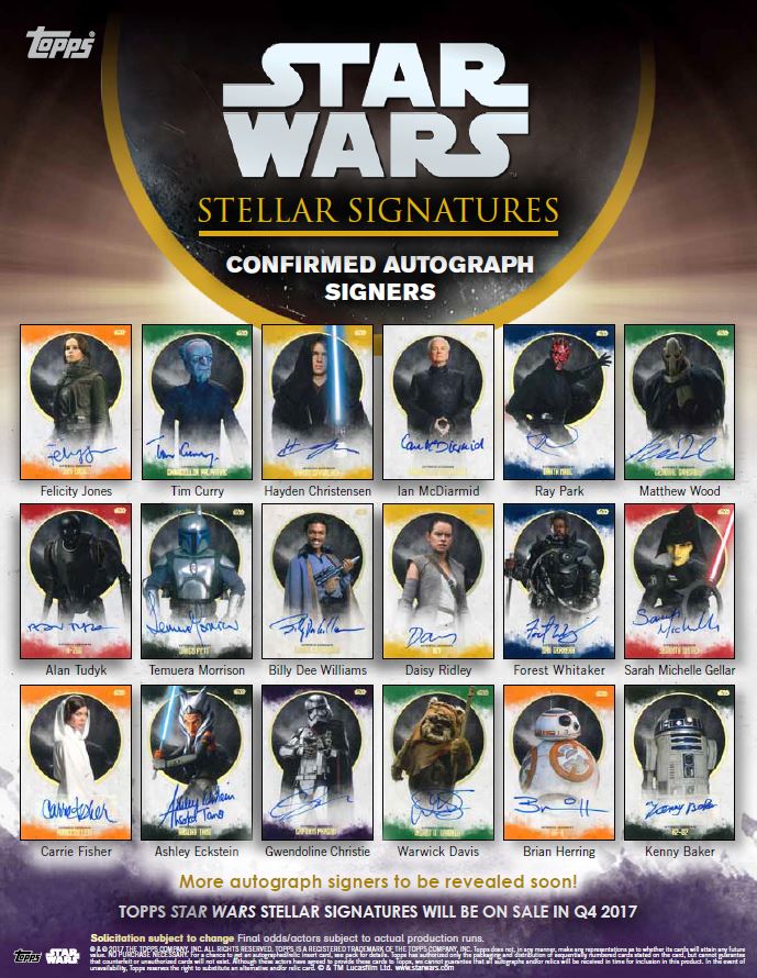 Star Wars Topps Stellar Signatures