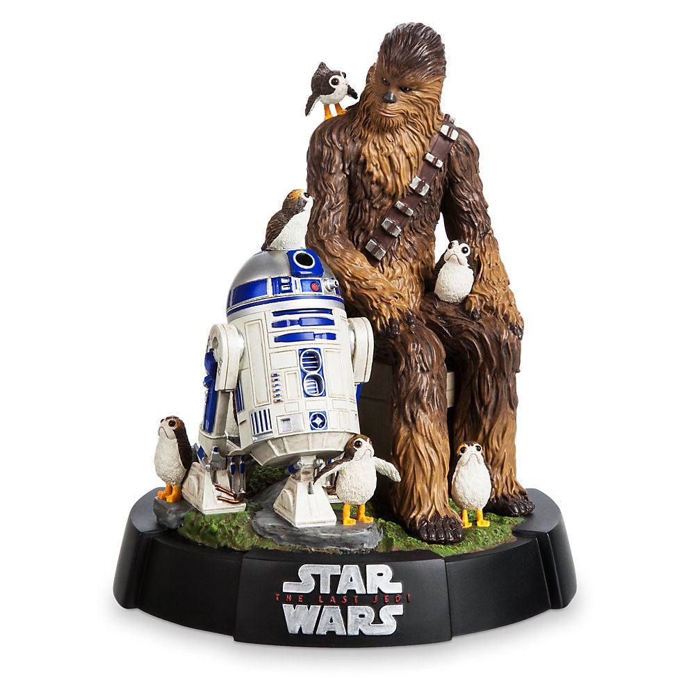 Disney Store statue chewbacca R2-D2 Porgs