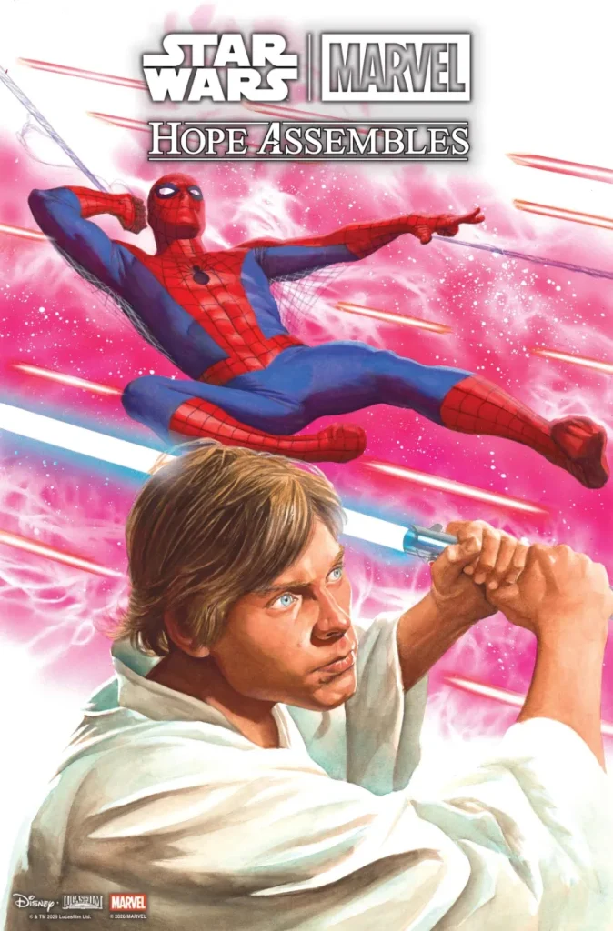 Variant 1: Luke et Spider-Man sur un fond rouge/rose