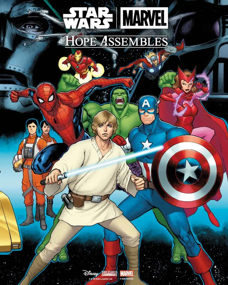 Couverture du Crossover Hope Assemble, avec Luke, Captain America, Hulk, Wanda, Spiderman et d'autres héros/super-héros