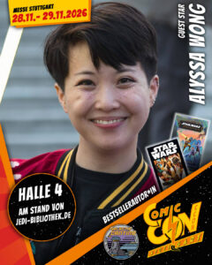 Photo Comic Con de Stuttgart montrant l'auteurice Alyssa Wong.